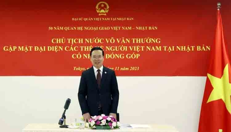 President Vo Van Thuong meets Vietnamese expatriates in Japan